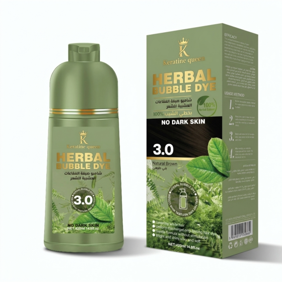 Black Herbal Bubble Hair Color Dye Shampoo for Men Women