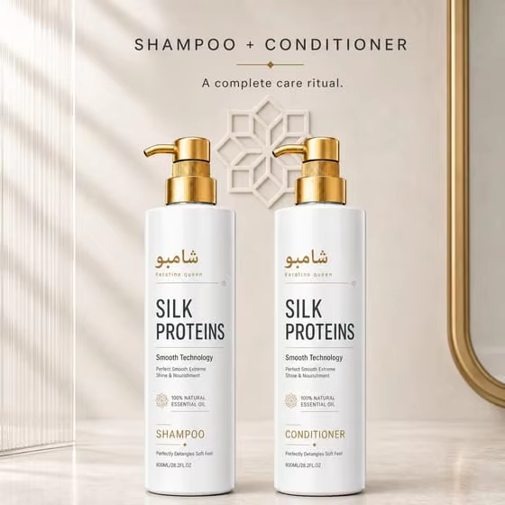 Customed Hair ShampooAnti Frizz Protein Care Smooth Shiny Hair Strengthening Shampoo and Conditioner Set