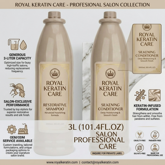 Large Capacity Salon 3L Keratin Shampoo and Conditioner for Damaged and Dry