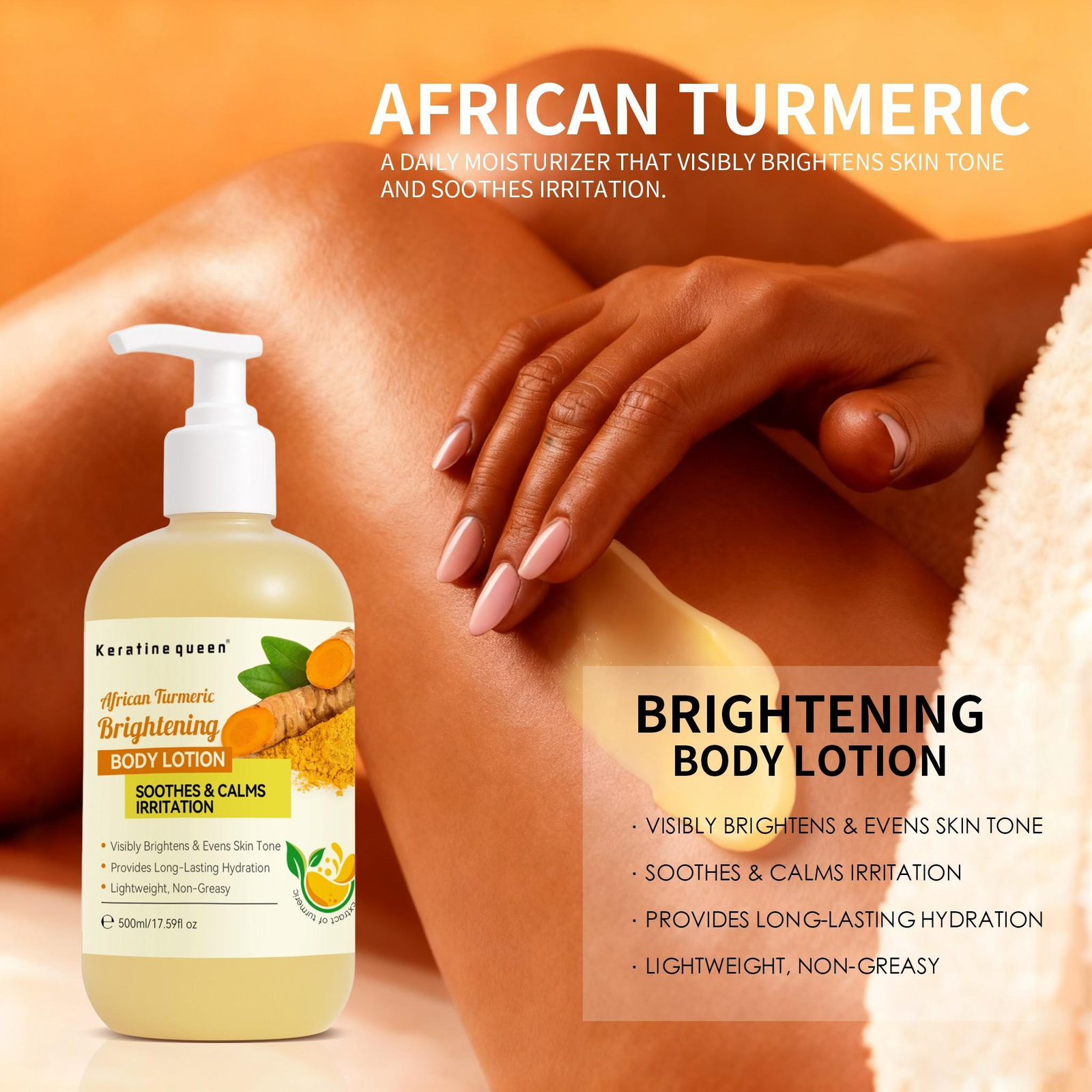 keratine queen Vegan Ginger Extract Skin Softening Nourishing Daily Moisturizer Ginger Body Lotion
