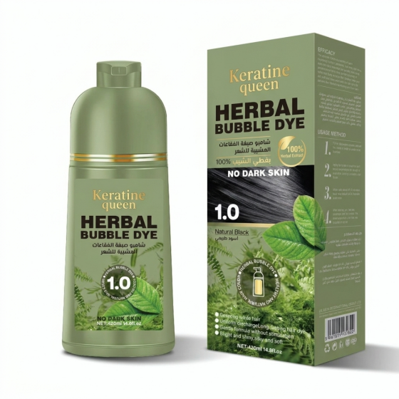 Black Herbal Bubble Hair Color Dye Shampoo for Men Women