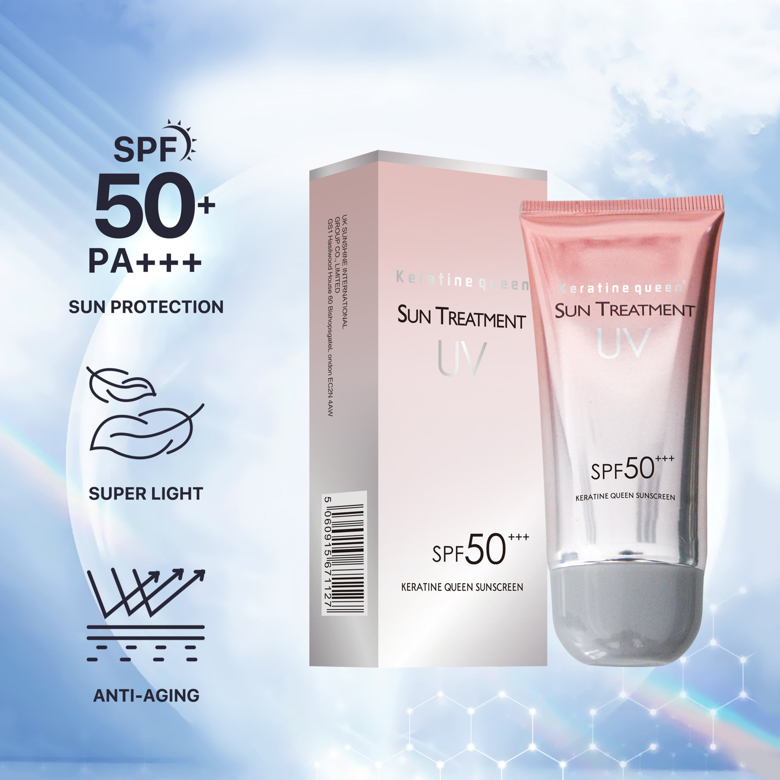 Private Label SPF 50 Sunscreen Cream Natural Herbal Formula Non-Greasy UVA/UVB Protection Private Label OEM 60ml Free Sample