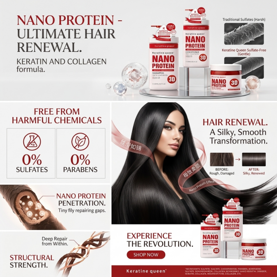 NANO PROTEIN Repairing Smoothing Deep Hair Treatment Shampoo set