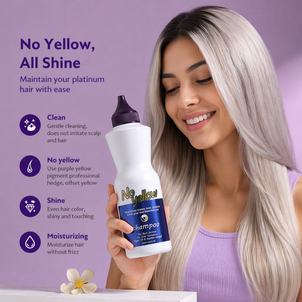 Private Label OEM Sulfate Free Anti Brass No Yellow Toner Treatment Professional Salon Biotin Collagen Purple Silver Shampoo