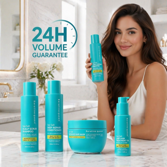 Sea Salt Hair Shampoo and Conditioner Deep Cleansing Oil Control 24h Super Volumizing Shampoo
