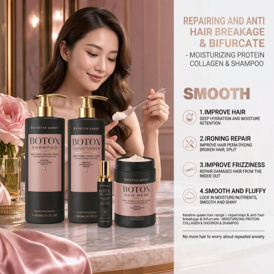 Wholesale Keratine Queen Hair Botox Shampoo and Conditioner set