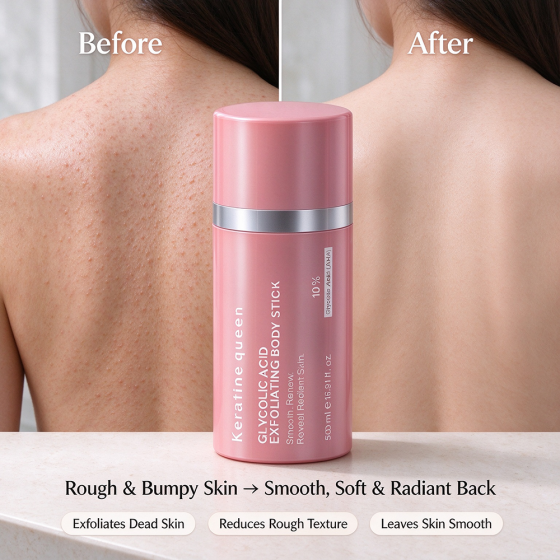 Private Label keratine Queen Glycolic Acid Exfoliating Body Stick for Rough Bumpy Skin Body Scrub