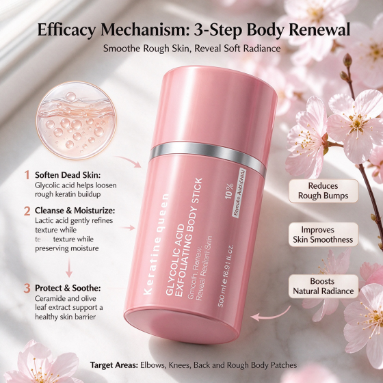 Private Label keratine Queen Glycolic Acid Exfoliating Body Stick for Rough Bumpy Skin Body Scrub