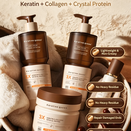 Private Label 3X Protein Hair Care Set Shampoo Conditioner Mask Oil With Keratin & Collagen for Damaged Hair