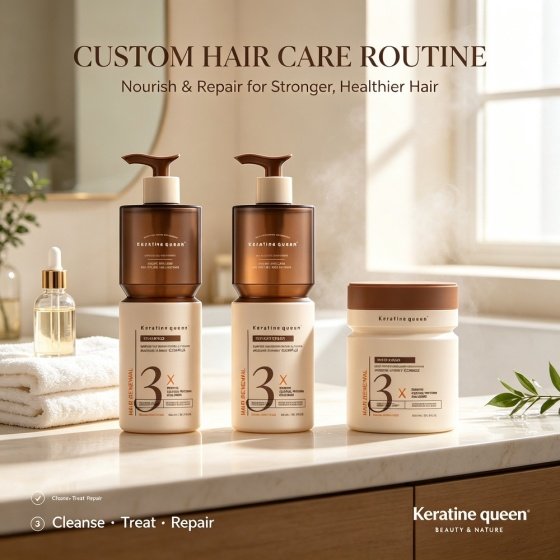 Private Label 3X Protein Hair Care Set Shampoo Conditioner Mask Oil With Keratin & Collagen for Damaged Hair